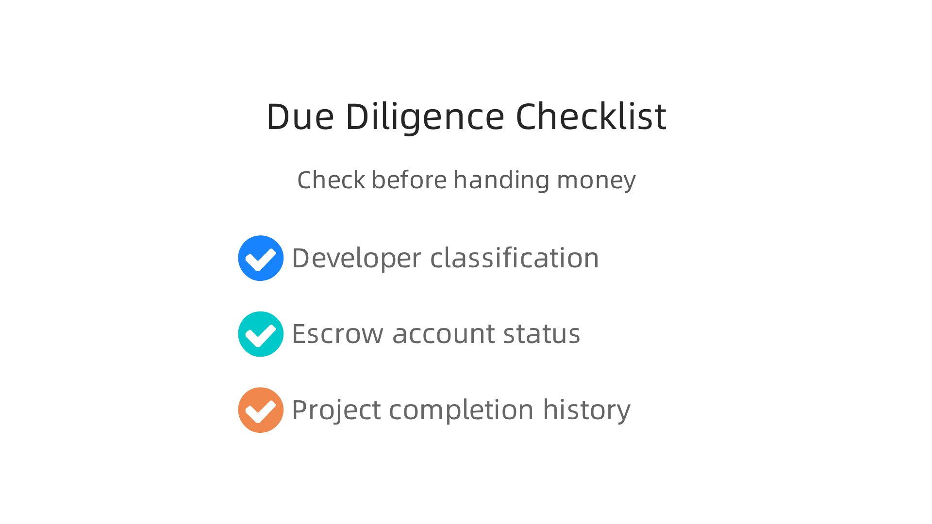 A checklist for investors to perform due diligence before committing to off-plan property investments in Dubai.
