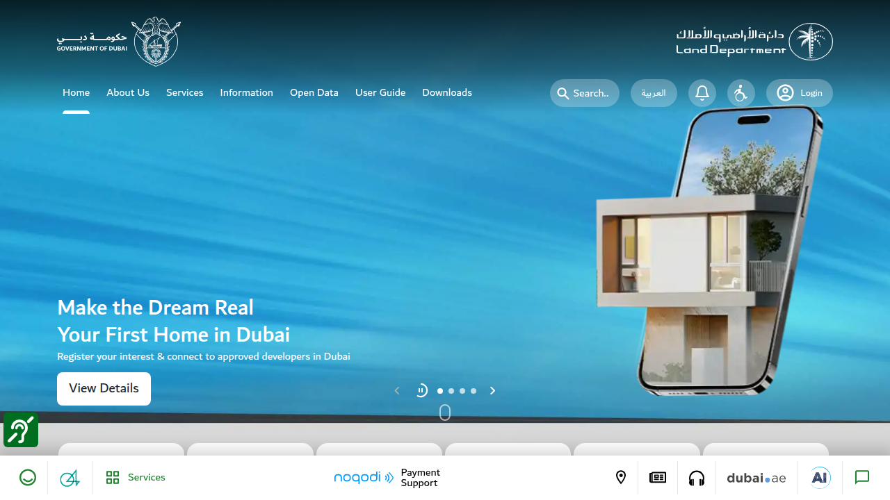 The official website of the Dubai Land Department (DLD), the main authority overseeing property transactions and regulations in Dubai.