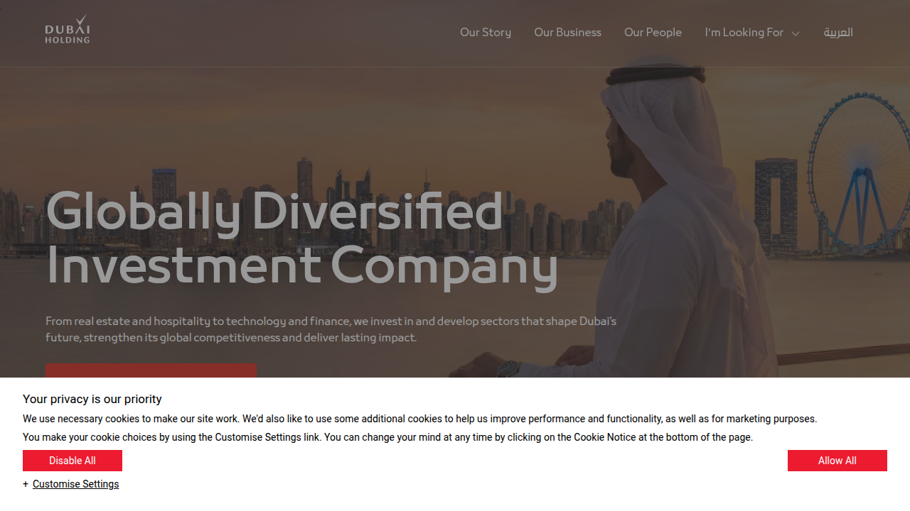 The official Dubai Holding website, detailing corporate news including REIT listings and financial announcements.