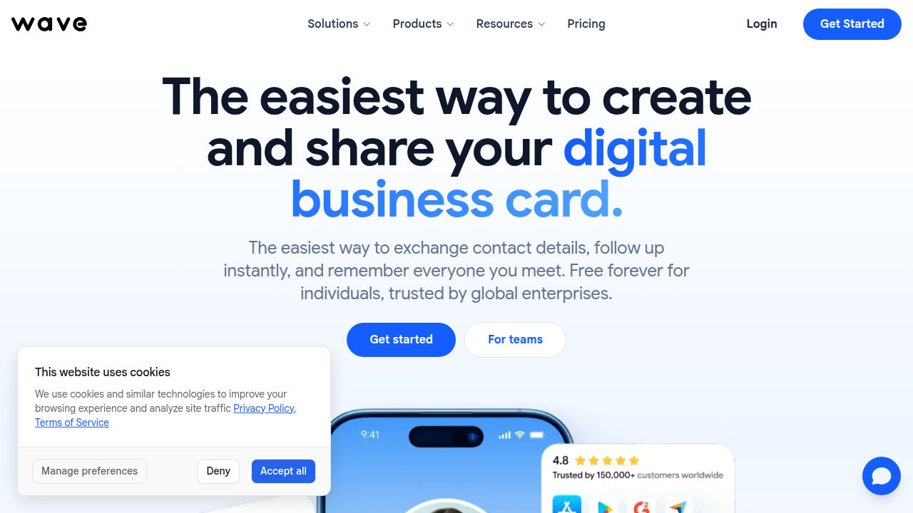 Wave Connect's website, providing statistics and data on the global CRM market.