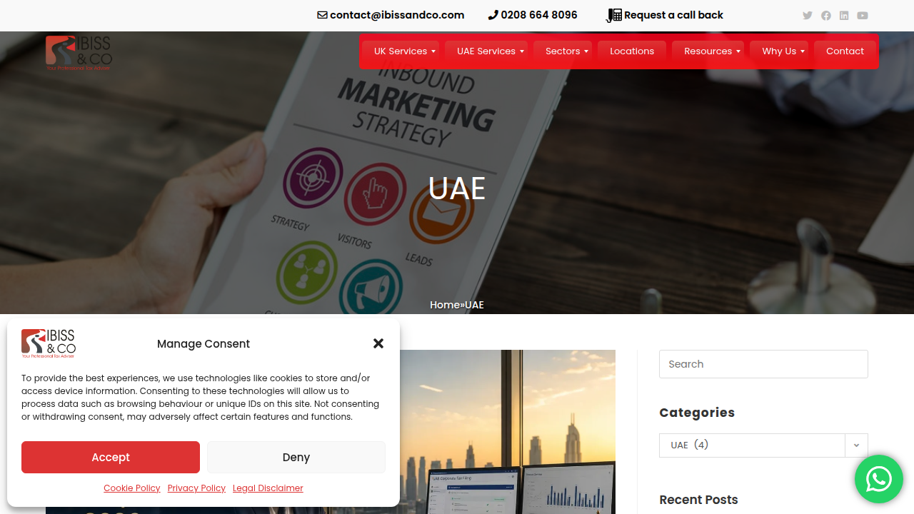 The blog section of IBIS & Co., featuring articles on UAE corporate tax guides and regulations.