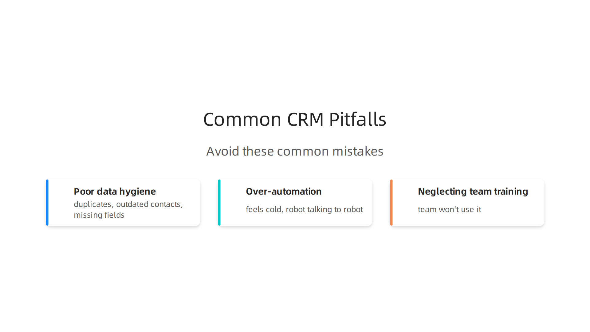 Identifying and understanding the most common mistakes in CRM marketing implementation to ensure successful adoption and results.