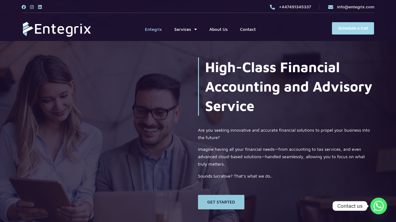 Entegrix's website, an example of a tax advisory firm offering insights on UAE Corporate Tax.