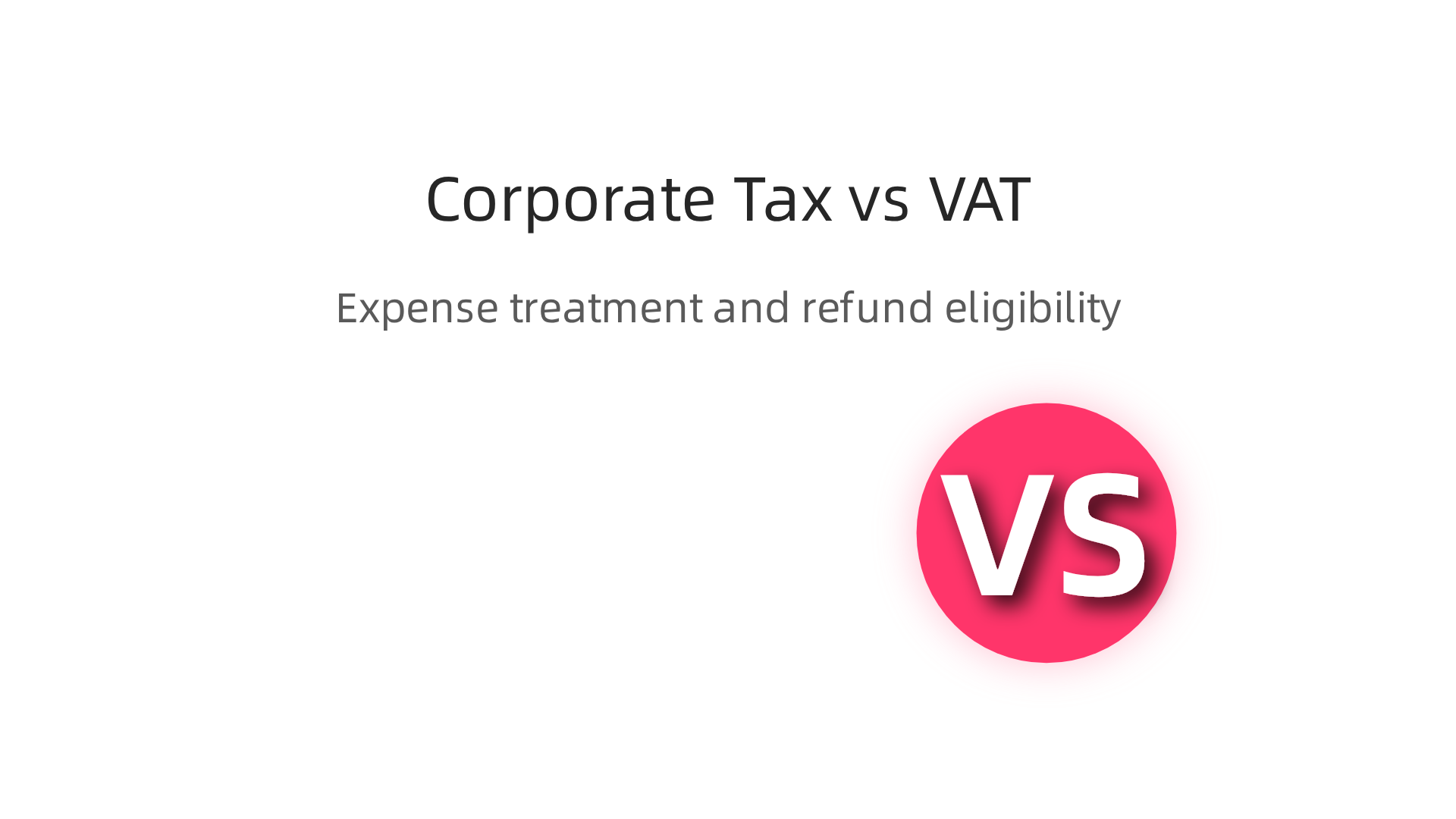 Infographic comparing Corporate Tax and Value Added Tax (VAT) in the UAE, highlighting their different treatments of business expenses.
