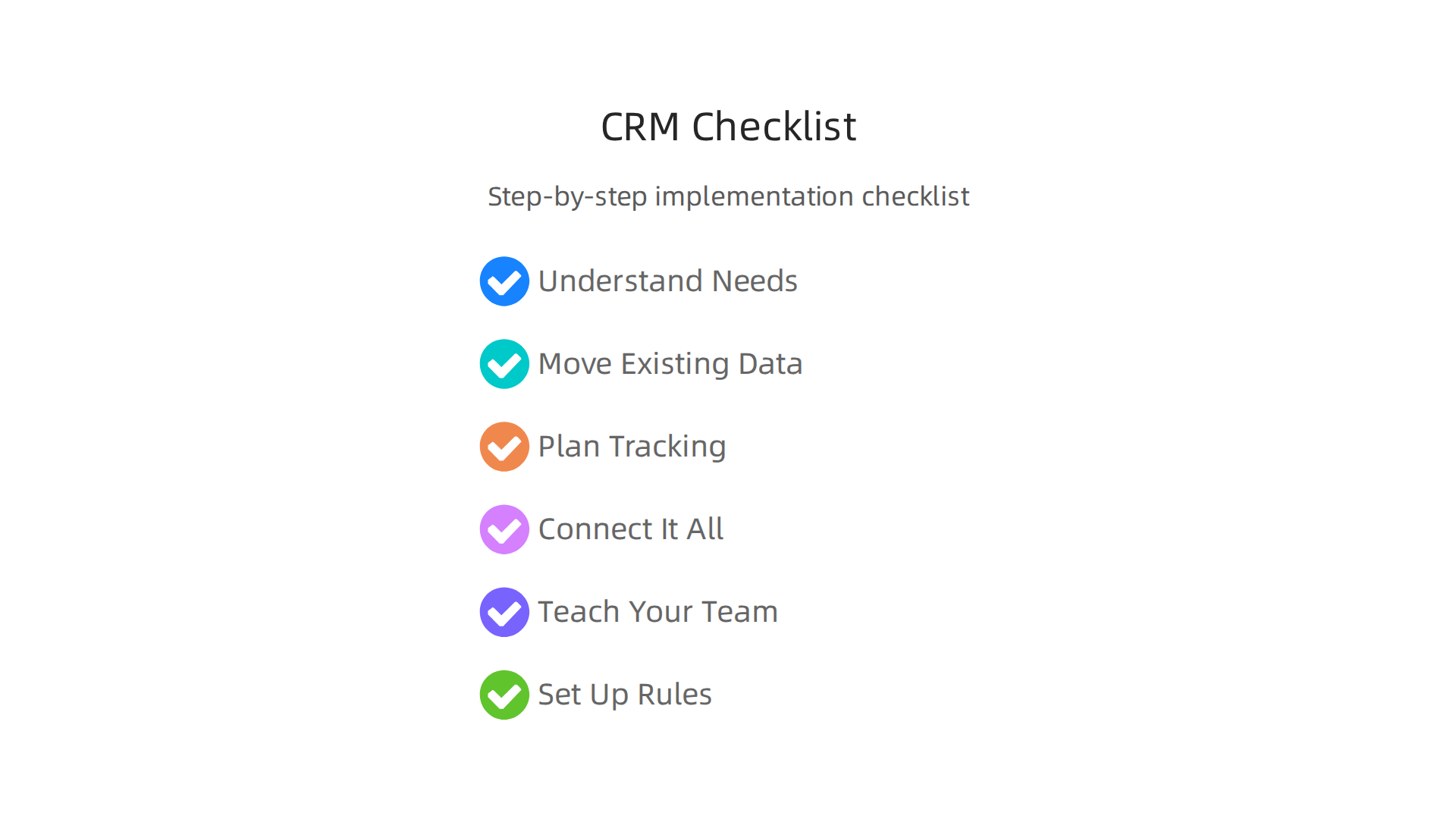 A step-by-step checklist for successfully setting up a new CRM system in a business.