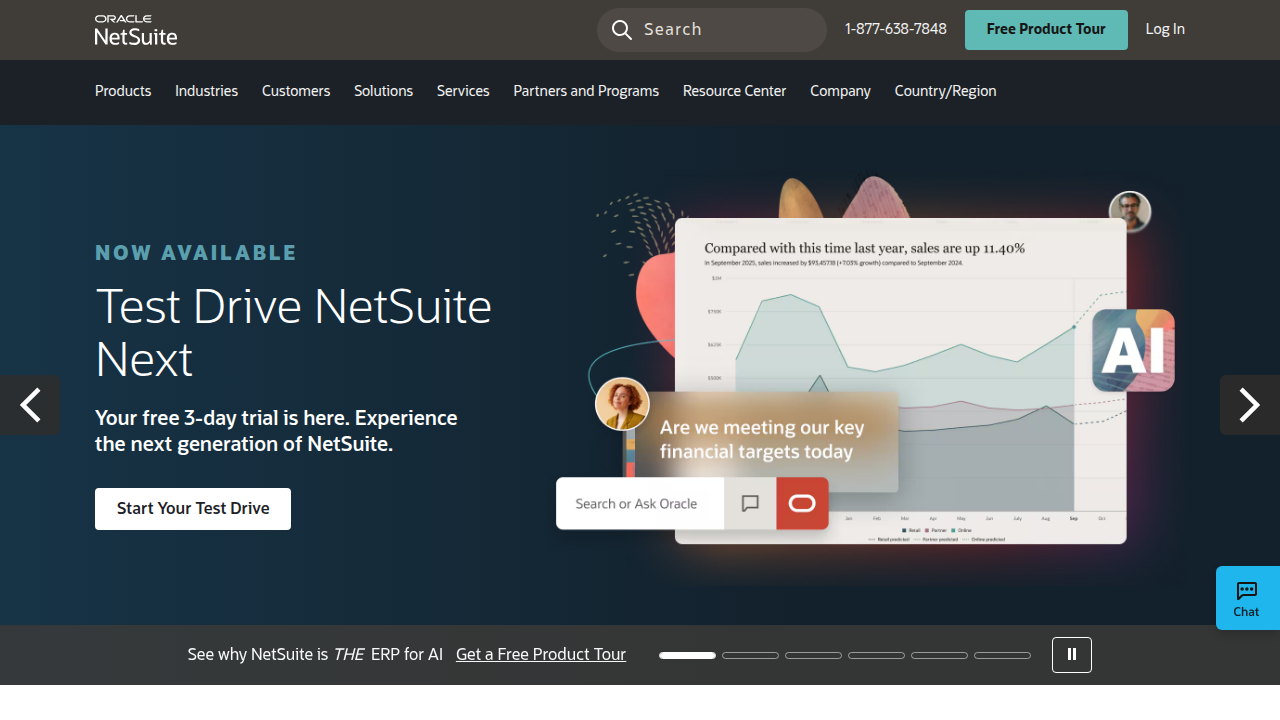 NetSuite provides comprehensive cloud ERP solutions, including accounting and financial management for businesses.
